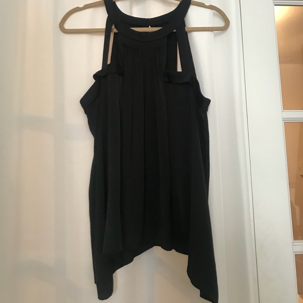 BCBG silk going out top with cutout detail size M
